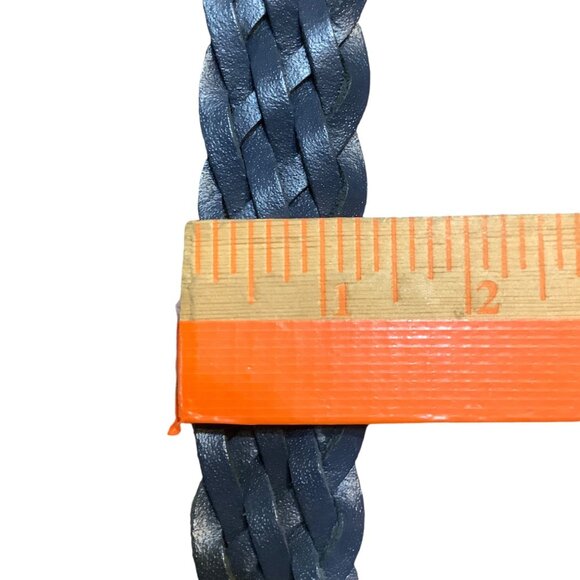 Vtg Ribco Blue Braided Woven Leather Belt Gold Buckle Adjustable Waist up to 36" - Picture 5 of 5
